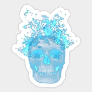 Blue Flame Skull Sticker
